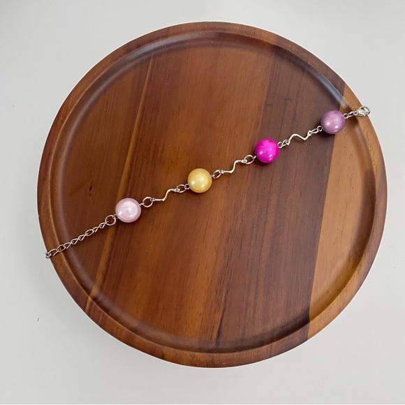 4/$15 Silver Chain Colorful Chunky Beads Bracelet - Picture 1 of 5